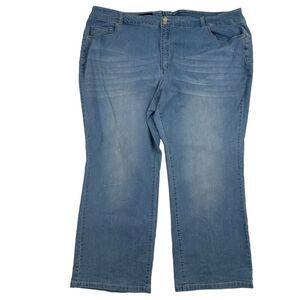 Ellos Plus Size 30 Denim Blue Jeans Bootcut Leg Elastic Back Stretch Light Wash